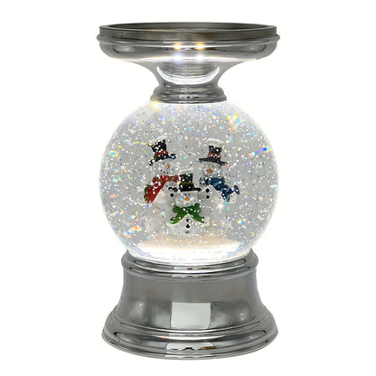 Snowman Water Globe Candle Holder Pedestal Compatible with Bath & Body Works 3-Wick Candles – Winter Christmas Centerpiece Table Decor
