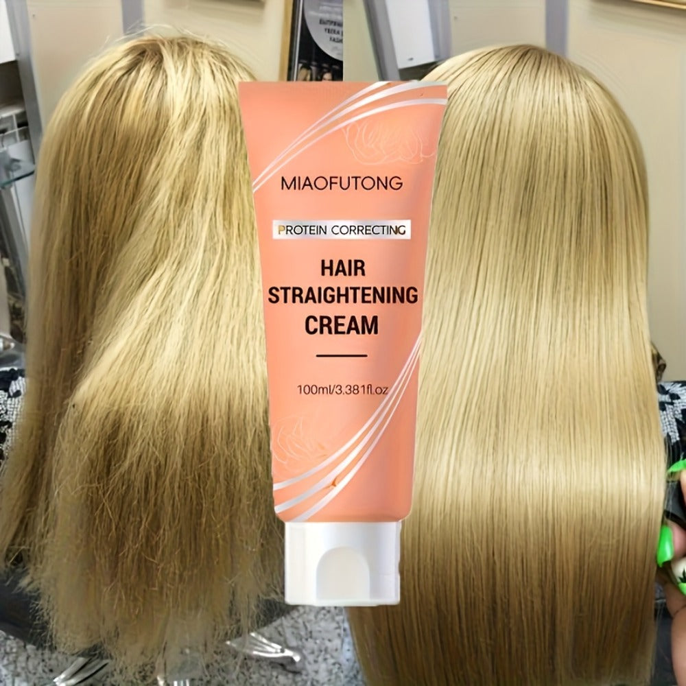 Frizz Control Hair Straightening Cream with Protein 100ml 3.38oz, Deep Smoothing Treatment, Strengthens & Softens