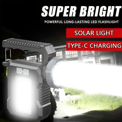 Solar Flashlight USB Rechargeable Ultra-Bright LED, 4 Lighting Modes Portable Solar Torch with Battery Indicator