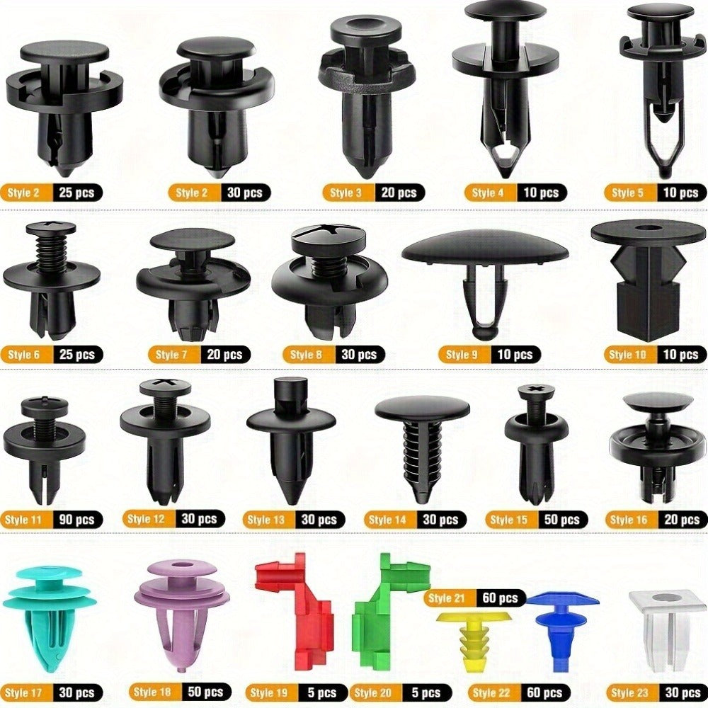 Car Bumper Screw & Rivet Repair Kit 725-Piece – Universal Plastic Clips, Nuts & Fasteners for Bumper, Wing & Interior Body Panels