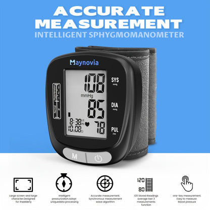 Blood Pressure Monitor Wrist Cuff with Oximeter Fingertip, Digital BP Machine Home Use, 120 Memory
