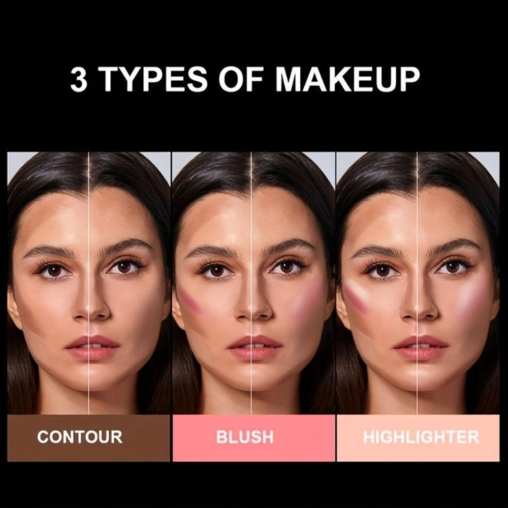 Blush Stick Makeup Set 6 Piece, 3-in-1 Waterproof Blush Eyeshadow Touch-Up Sticks, All-Day Glossy Shimmer