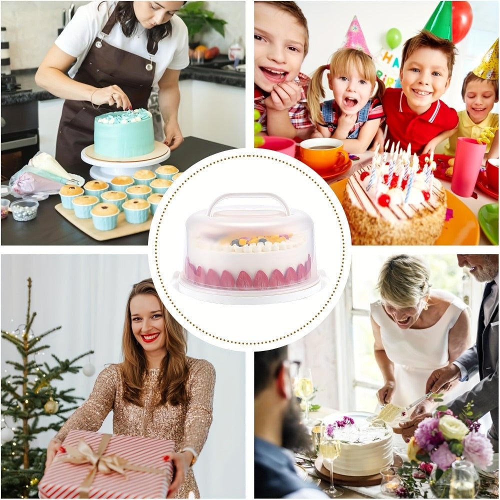 10-Inch Cake Carrier with Lid Plastic Cake Storage Container Cupcake Keeper 2 Handles for Entryways, Bedrooms and Living Spaces