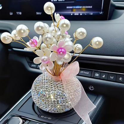 Crystal Flower Car Decoration Handmade DIY Simulation Crystal Flowers for Car Center Console Dashboard Home Decor Holiday Party Birthday