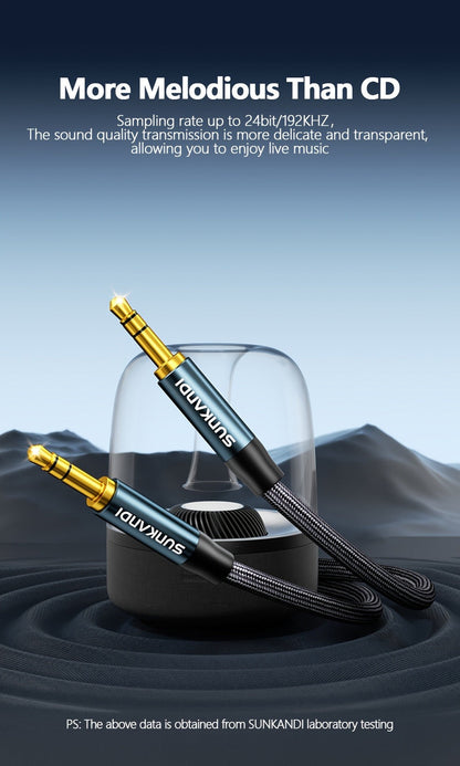 3.5mm Male to Male AUX Audio Cable, Durable Tangle-Free Stereo Cord for Car, Headphones, Speakers