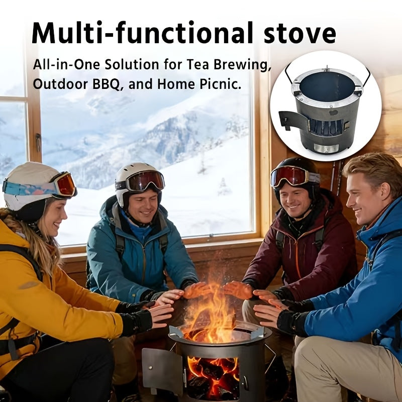 Wood Burning Stove, Portable Camping Charcoal BBQ Cooking Tea Heating for Grilling, Camping and Outdoor Meals