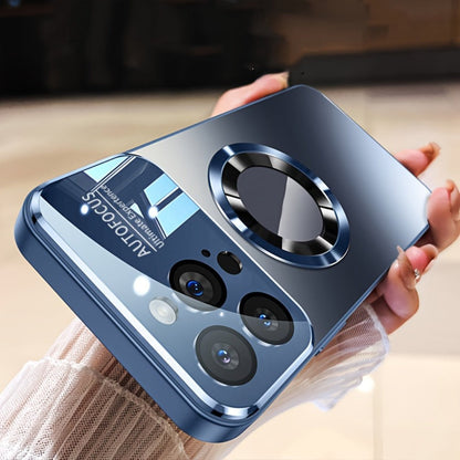 Phone Case Matte Titanium-Finish Cover with Built-In Glass Lens Protector for Select iPhone Models