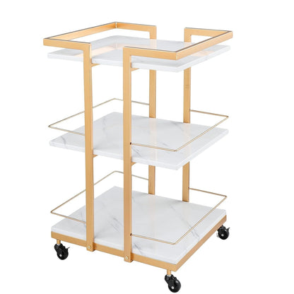Three-Shelf Rolling Salon Trolley with Side Handles, Locking Casters and Four Color Configurations