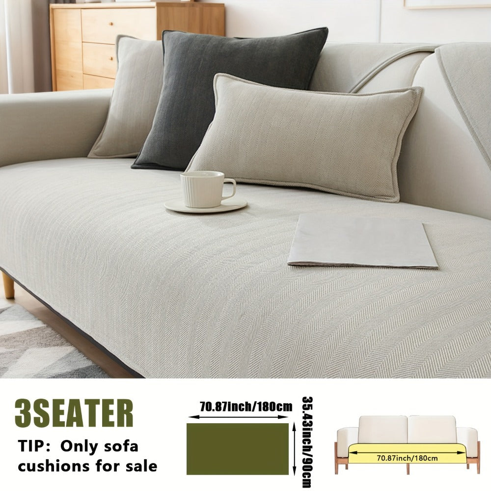 Sofa Cover Ribbed Chenille Stretch Panels for 1 to 4 Seats, Armrests or Cushions with Model-Specific Size and Color Options