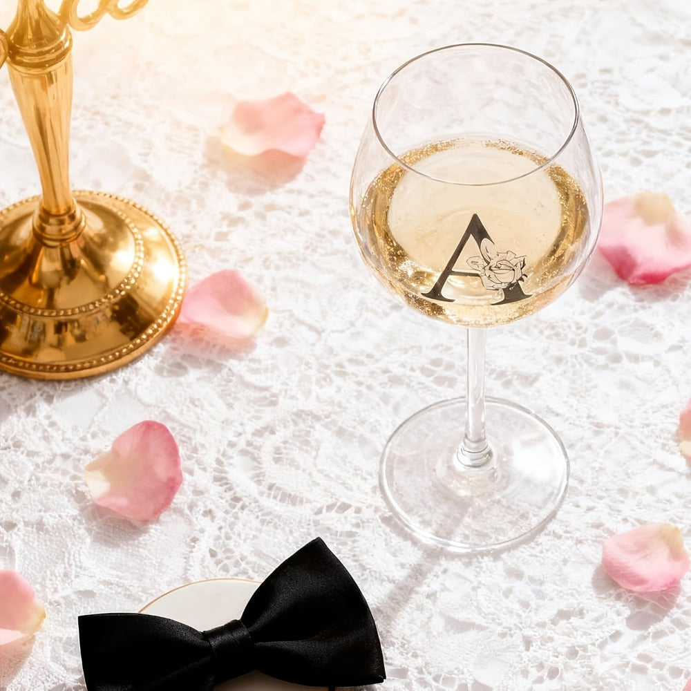 Personalized Wine Glass Gift for Women – A-Z Initial Letter Monogrammed Wine Glass with Gift Box & Greeting Card – Unique Birthday