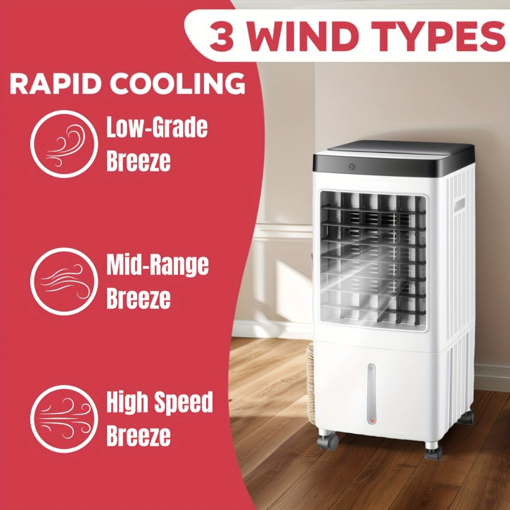 Portable Air Conditioner Evaporative Air Cooler with Remote, 40Hrs Cooling, 2.6 Gal Tank, 3 Speeds