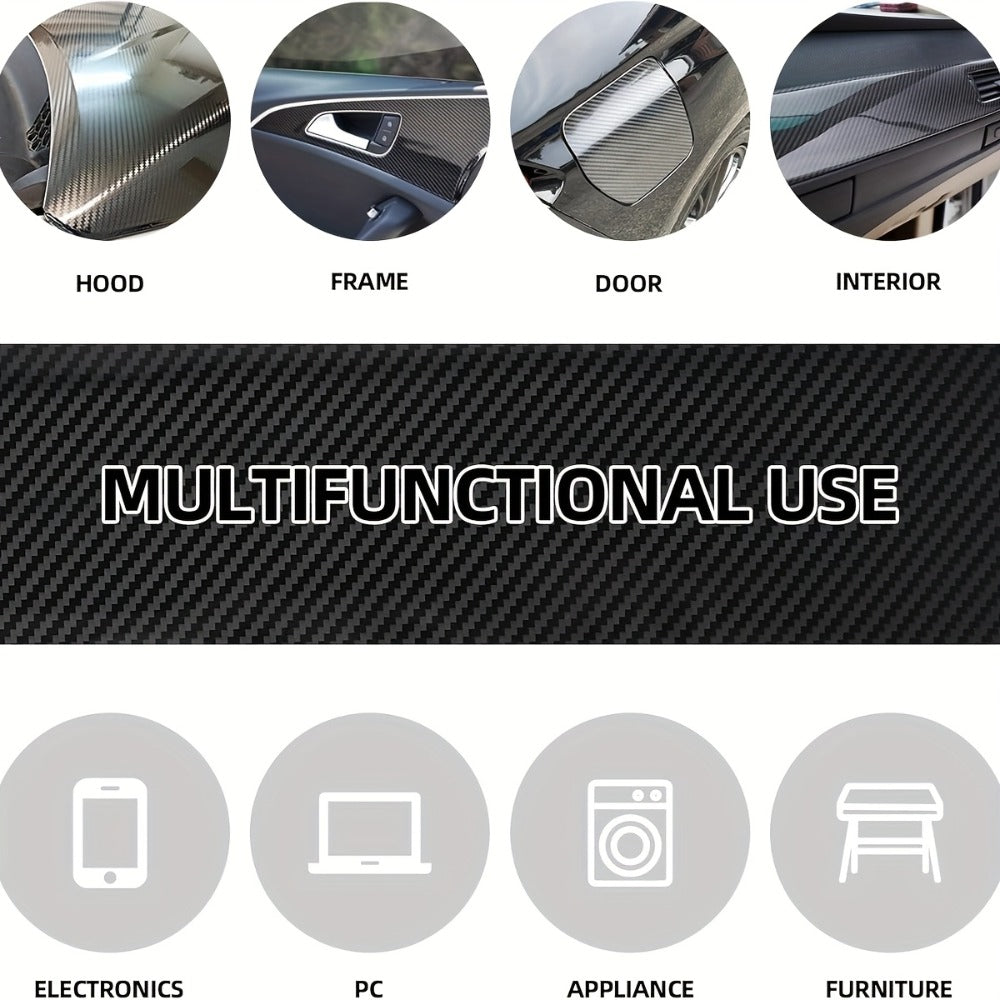 5D Carbon Fiber Vinyl Wrap 50cm x 300cm – Self-Adhesive Car Interior Decor Film, UV Protection, Scratch-Resistant, Dashboard Trim Sticker
