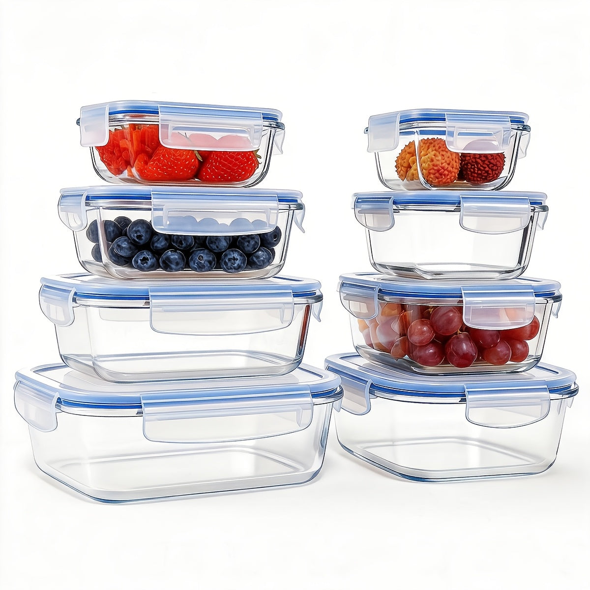 Glass Food Storage Containers 16-Piece Set 8 Glass Bowls with 8 Sealed Lids BPA Free Dishwasher Microwave Refrigerator Safe Meal Prep