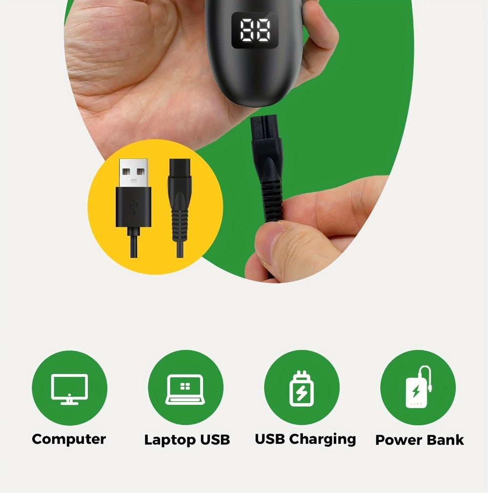 Manscaping Trimmer for Men IPX7 Waterproof Electric Groin & Ball Trimmer Ceramic Blades LCD Battery Display Replaceable Head