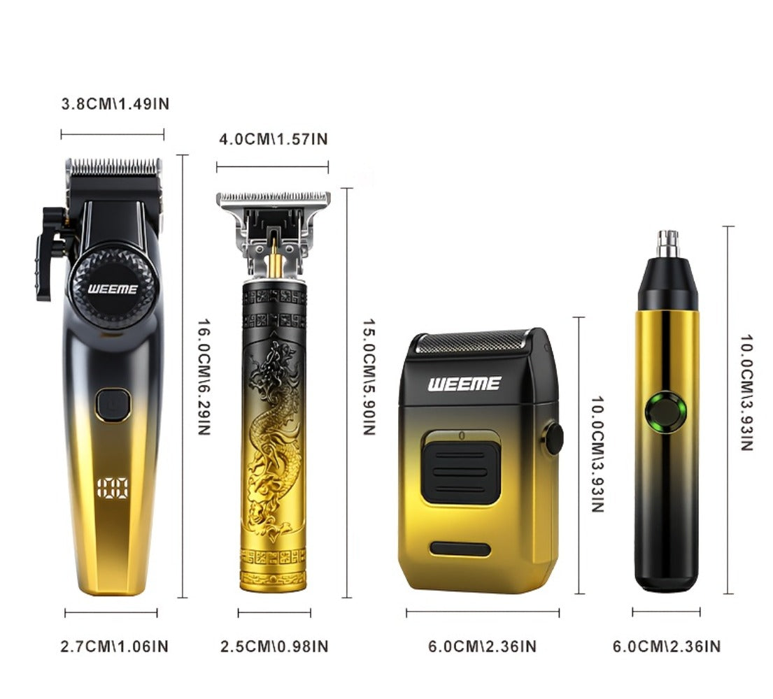 4-Piece Grooming Kit for Men USB Rechargeable Electric Shaver Beard Trimmer Nose Hair, for Everyday Face, Beard and Body Grooming