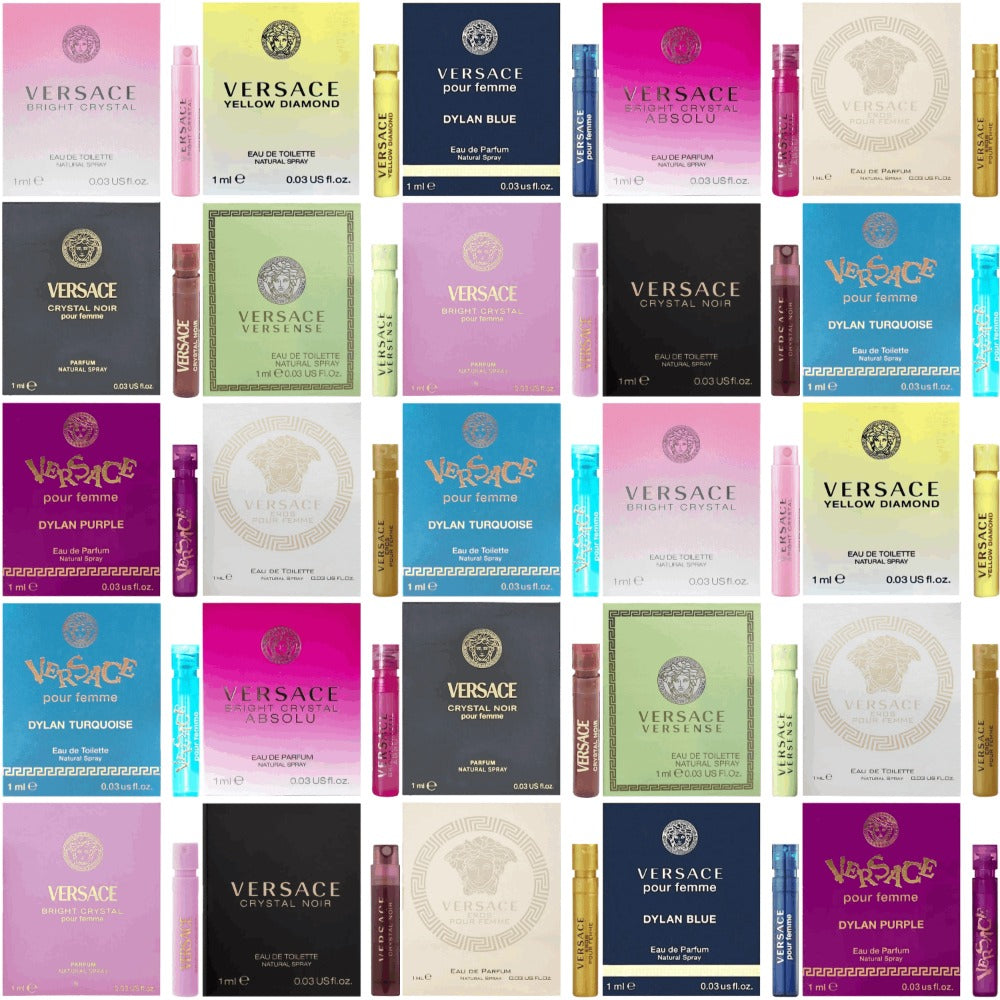 Versace Designer Fragrance Sampler Set for Women 5pcs 1ml Each Random Selection Luxury for Bath Time, Home Spa and Personal Care