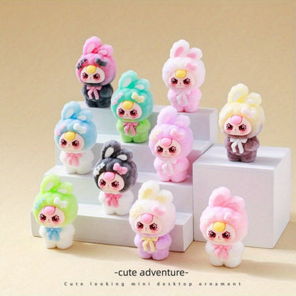 Cute Flocked Plush Mini Dolls 10pcs – Car Dashboard & Desktop Decoration, Random Mixed Colors, Fun Car Interior Accessory & Office Desk