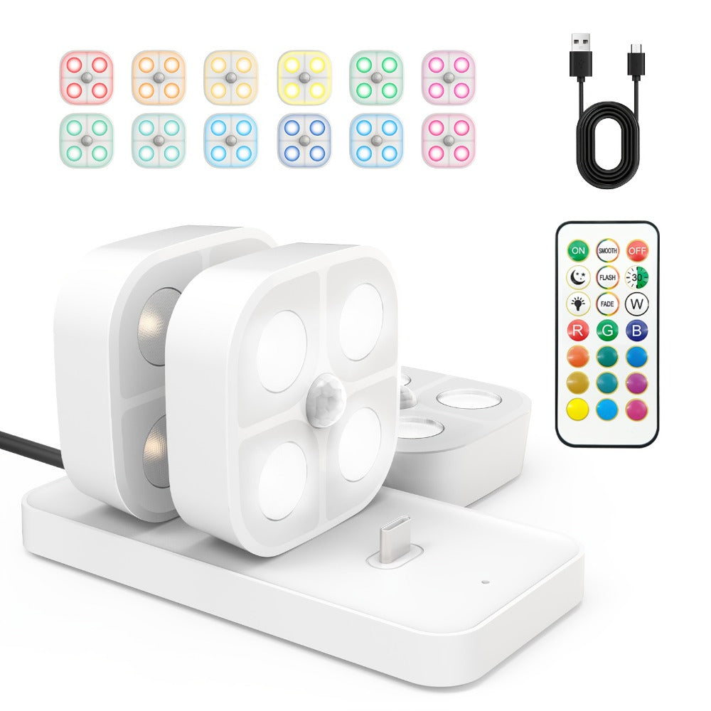 Puck Lights Rechargeable RGB with Charging Station - Motion Sensor Under Cabinet Lighting for Home Cooking, Dining and Outdoor Meals