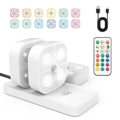 Puck Lights Rechargeable RGB with Charging Station - Motion Sensor Under Cabinet Lighting for Home Cooking, Dining and Outdoor Meals