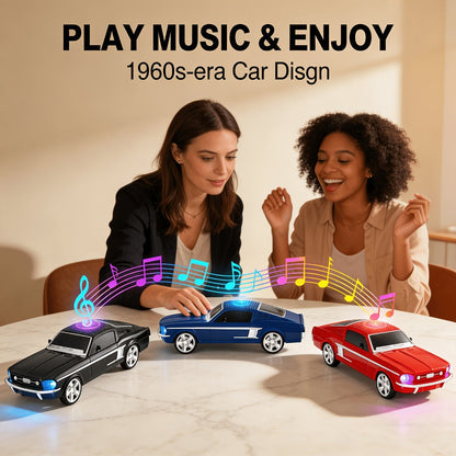 Retro Classic Car Model Bluetooth Speaker with Deep Bass, Colorful LED Lights, FM Radio, USB TF AUX Inputs