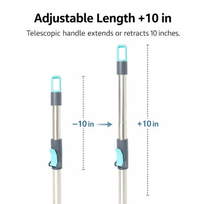 360 Spin Mop and Bucket Set with Wringer – Stainless Steel Extended Handle Spinning Mop Bucket System with Microfiber Mop Refills
