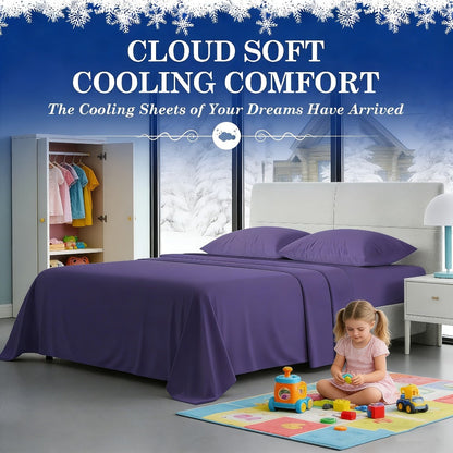 Bed Sheet Set Bamboo-Derived Fabric in 4- or 6-Piece Configuration with Extra-Deep Pocket and Fifteen Colors