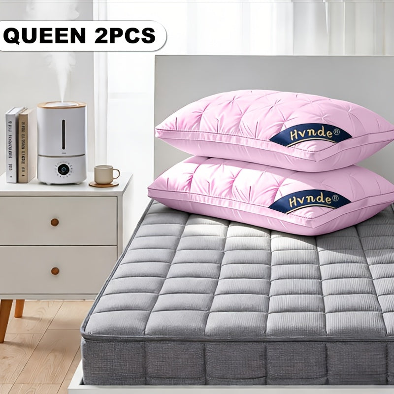 Luxury Hotel Pillows 2-Pack, King & Queen Size, Polyester Fill, Satin Cover, Deep Sleep Neck Support