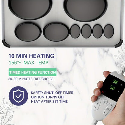 Spa Hot Stone Massage Set with Heater & Temperature Control, 10 Basalt Stones, 2 Size Options, Professional