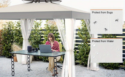 Gazebo with Mosquito Netting Steel Frame, Backyard Garden BBQ Party for Grilling, Camping and Outdoor Meals