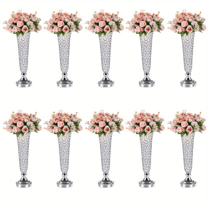 Crystal Trumpet Flower Vase Centerpieces for Wedding Table – Bling Wrought Crystal Vases for Party, Anniversary, Birthday