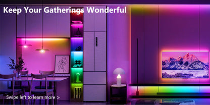 RGB Smart IC LED Strip Light Kit, 25ft to 200ft with App, Handheld Remote, Music Mode and Five Length Options