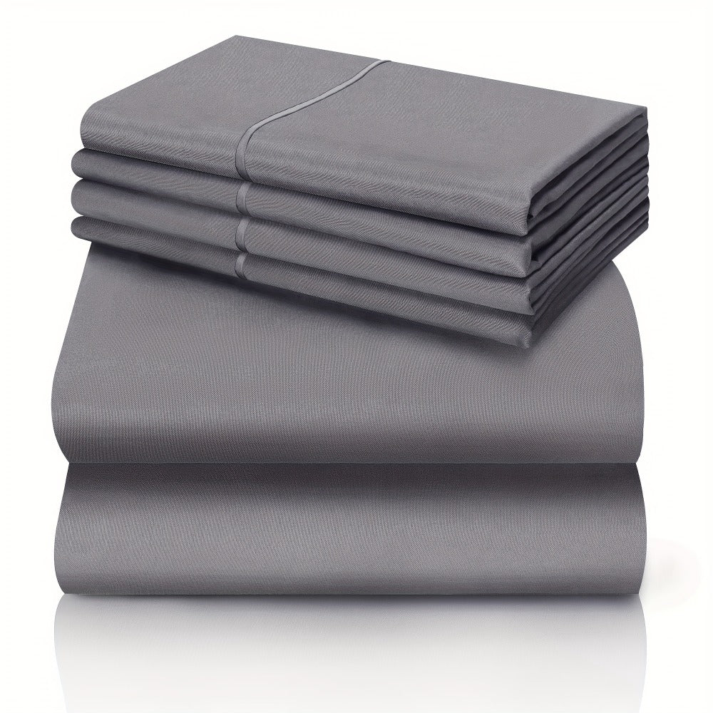 Bed Sheet Set California King 6-Piece Microfiber with 18-Inch Pocket and Sixteen Solid Color Choices
