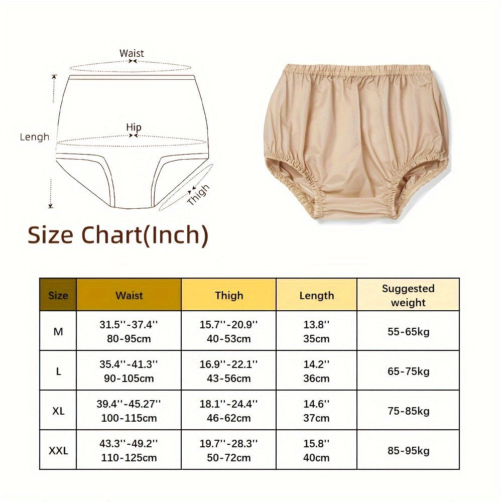 Adult Diaper Cover Reusable Incontinence Pants, Noiseless Nylon Pull-On Leak Protection Underwear for Day & Night