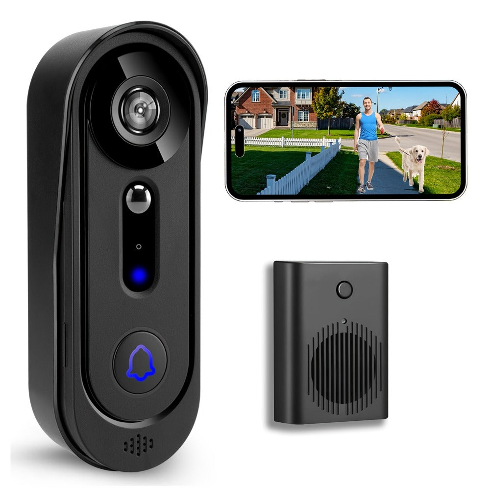 Wireless Video Doorbell Camera 1080P HD Night Vision Motion Detection Two-Way Audio Battery Powered Indoor Chime Cloud Storage Smart Home
