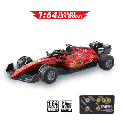 Mini RC Racing Car 1:64 Scale 2.4G Alloy Die-Cast 4WD Drift Toy Car with Lights & Adjustable Speed