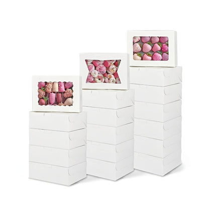 Cookie Boxes with Window 48 Pack, 8x6x2.5" Kraft Bakery Boxes for Cookies, Macarons, Pastries & Cake