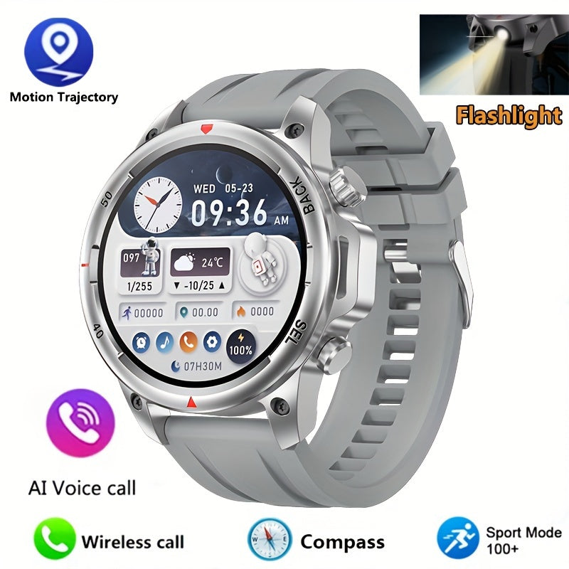 Smartwatch GPS NFC for Men – AI Voice Calling, 360×360 HD Screen, Built-in Compass, Motion Trajectory, Heart Rate Sleep Fitness