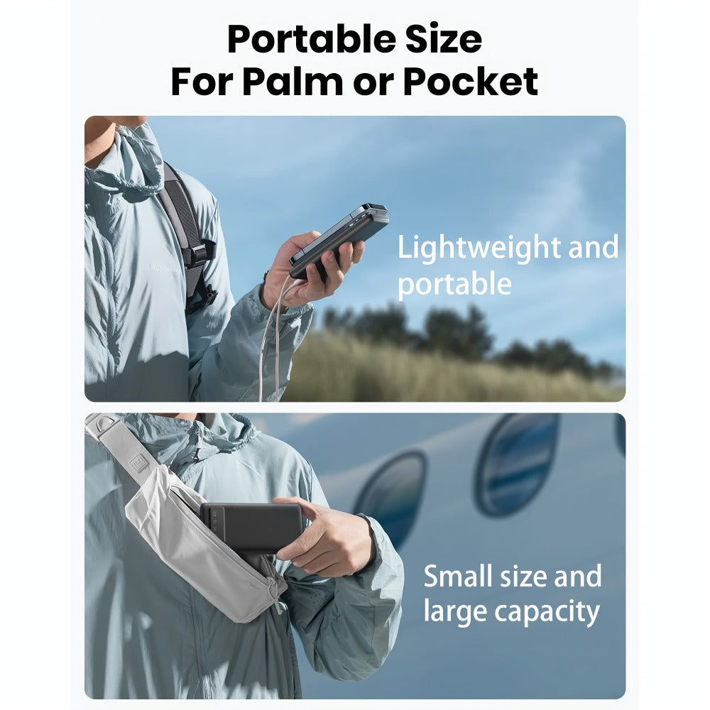 Power Bank 20000mAh with Dual USB Output, USB-C and Micro Input, 5V/2.1A and Digital Display