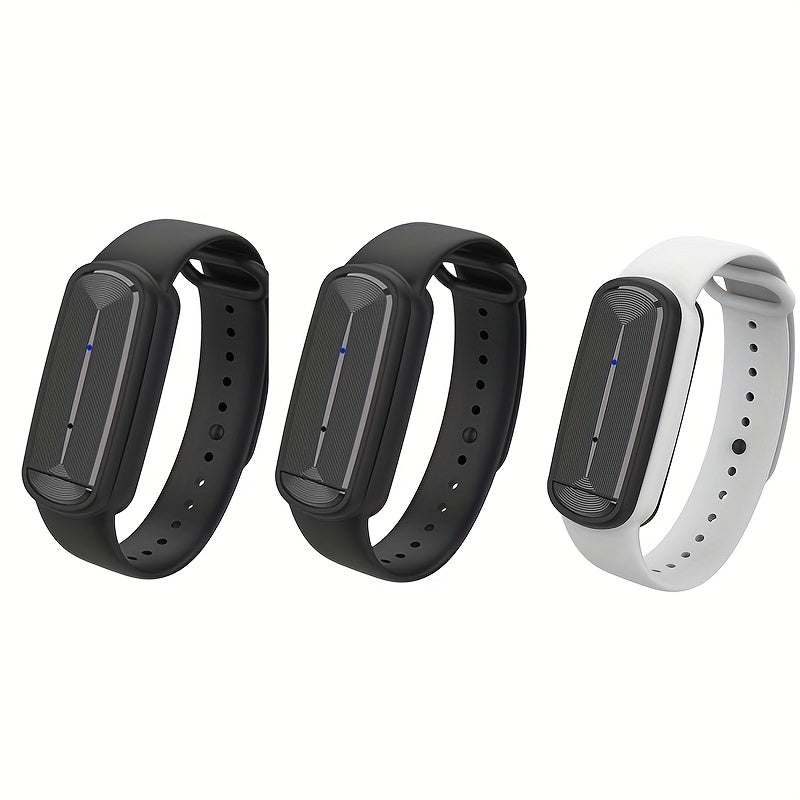 Ultrasonic Mosquito Bracelet 3-Pack, USB Rechargeable Intelligent Bug Wristband for Camping, Outdoor
