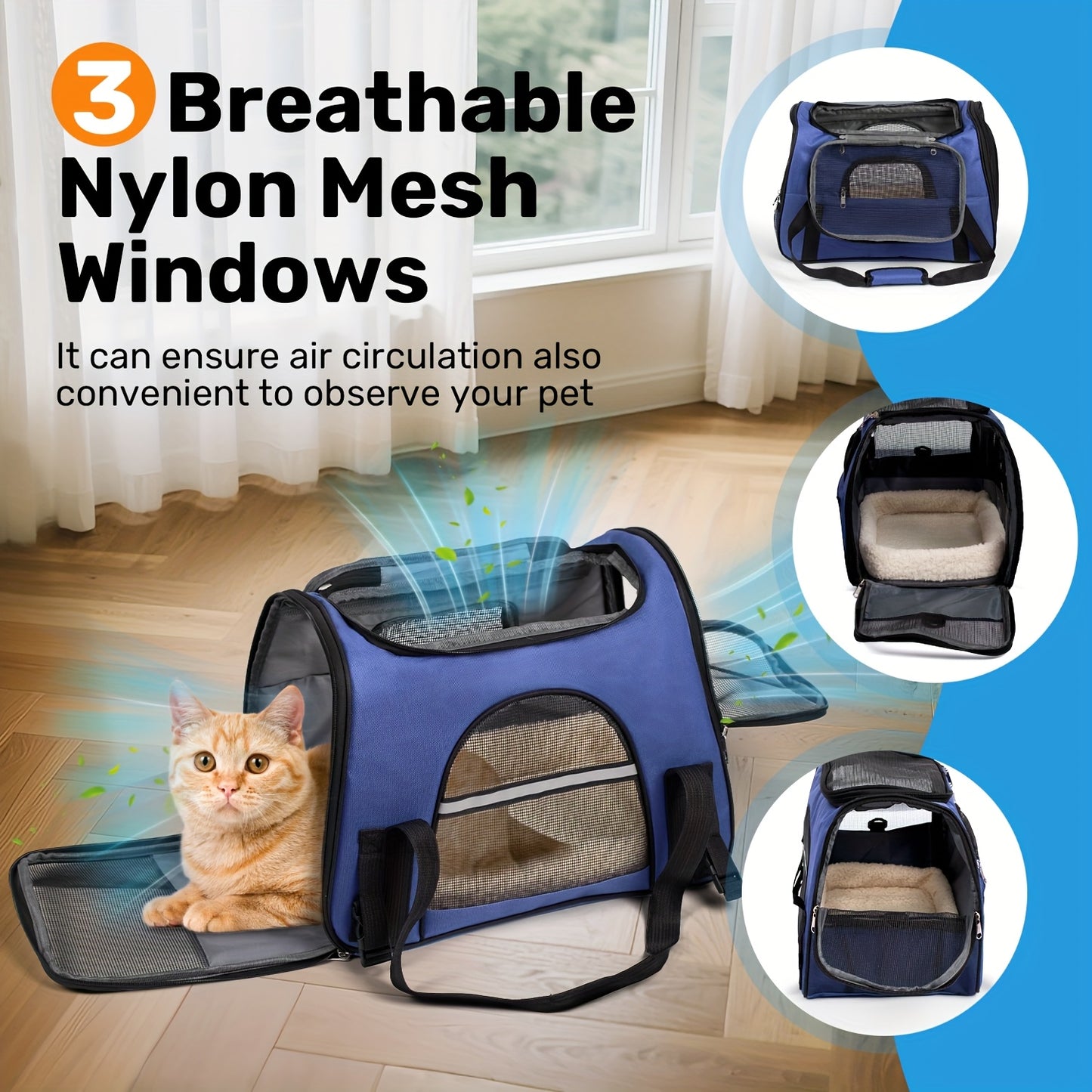 Foldable Cat Carrier Backpack | Airline Approved Collapsible Pet Travel Bag for Cats & Dogs, Spacious Ventilated Design