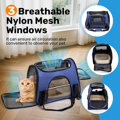 Foldable Cat Carrier Backpack | Airline Approved Collapsible Pet Travel Bag for Cats & Dogs, Spacious Ventilated Design