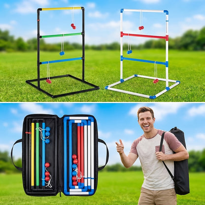 Ladder Toss Game Set – 6 Bola Ladderball Outdoor Lawn Game with Storage Bag & Score Trackers for Beach Tailgate Backyard