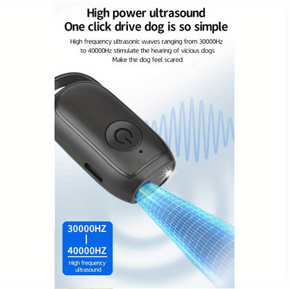 Handheld Mini Ultrasonic Dog Repeller with LED Light – Portable Battery-Powered Bark Stopper & Dog Deterrent | Safe for Walkers