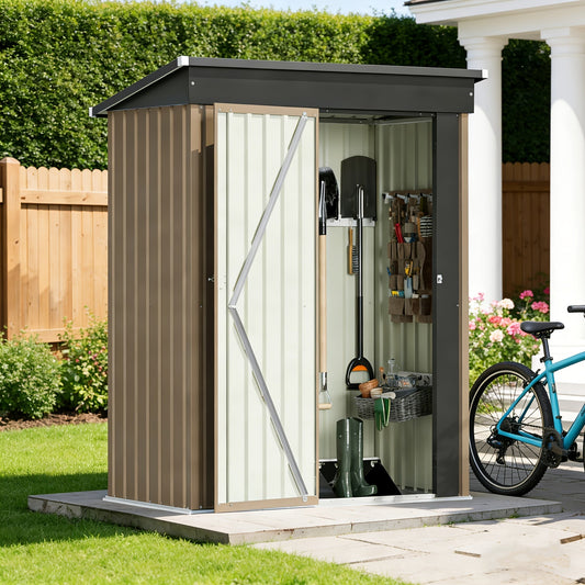 Garden Storage Shed, Metal Lockable Tool Backyard Compact for Garden, Patio and Yard Use, with the Listed Configuration