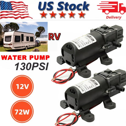 12V Self-Priming Water Pump 130PSI – High Pressure Portable Electric Pump for Car Wash, RV, Camper Van & Water Pressurization (1/2/3 Pack)