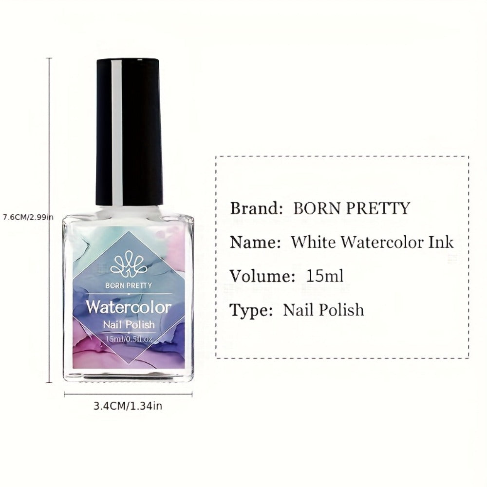 Gel Nail Polish Blooming White Watercolor Gel with Gradient Flower and Marble Effects for UV/LED Soak-Off Nail Art
