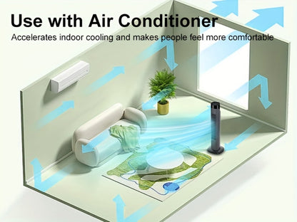 Tower Fan 31 Inch Bladeless, 80° Oscillating Standing Fan with Remote Control, 7.5H Timer & 3-Speed Settings