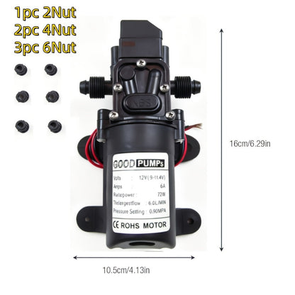 12V Self-Priming Water Pump 130PSI – High Pressure Portable Electric Pump for Car Wash, RV, Camper Van & Water Pressurization (1/2/3 Pack)