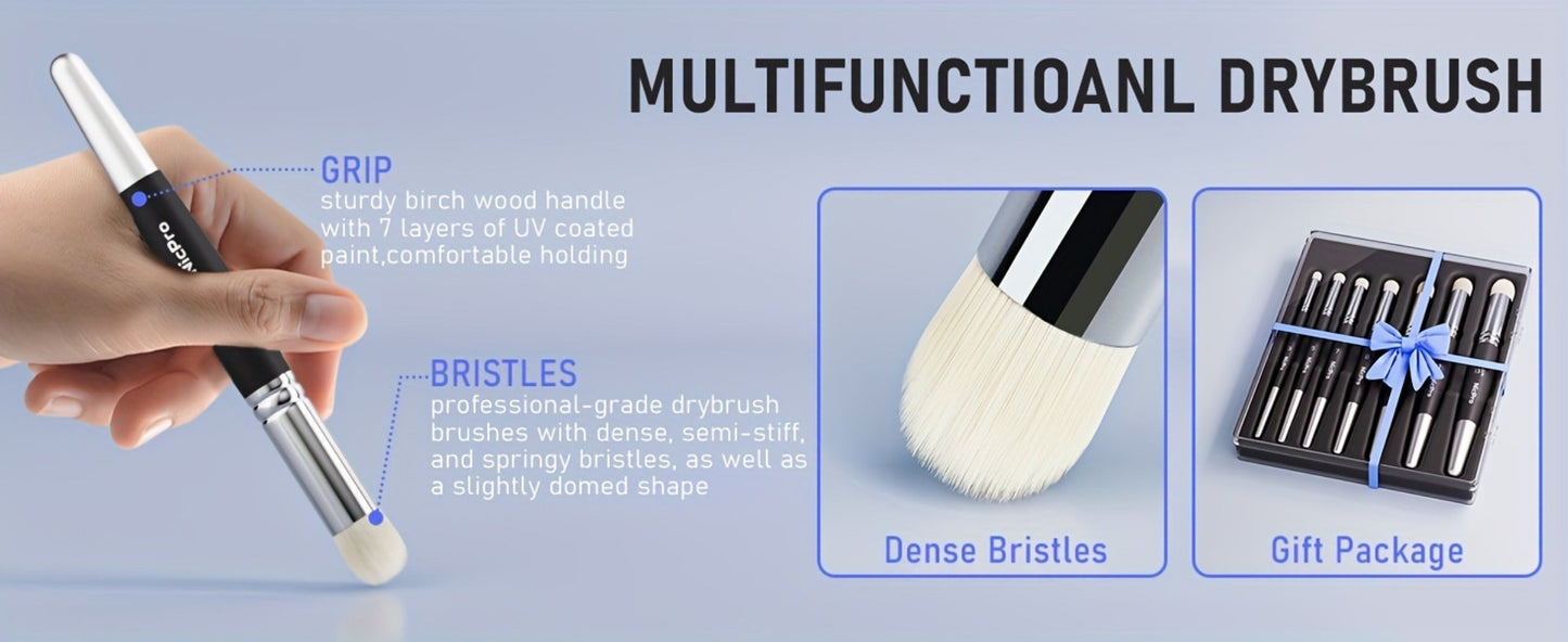 Dry Brush Set for Miniature Painting 7 Sizes, Professional Drybrush Kit with the Listed Color, Size or Set Options for Everyday Use