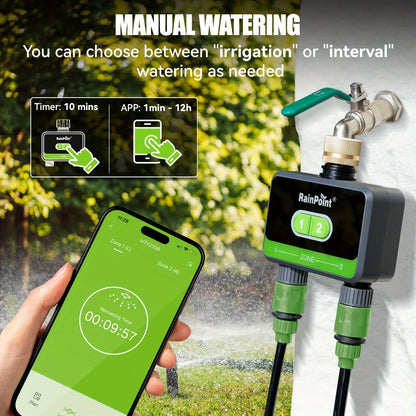 WiFi Sprinkler Timer 2 Zone Smart, App Control Garden Irrigation for Garden, Lawn and Yard Watering